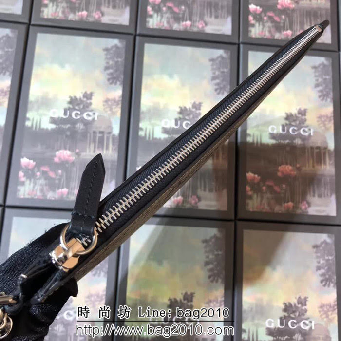 GUCCI古馳 升級版 G家原單 印花裝飾 纖薄手拿包 473904 啡蜜蜂PVC WTG2038